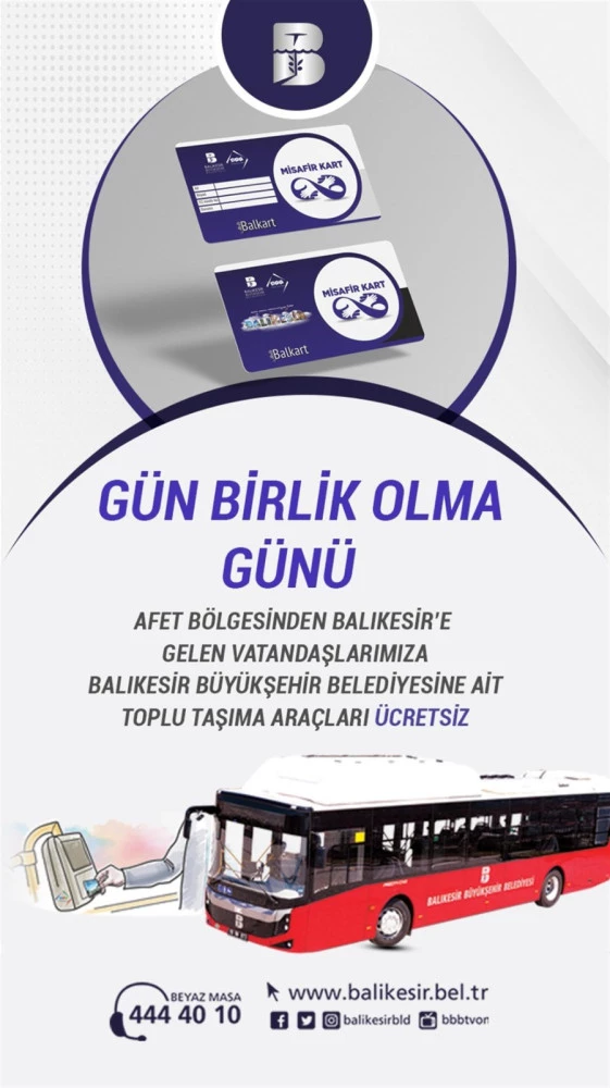 Depremzedelere Ücretsiz Ulaşım